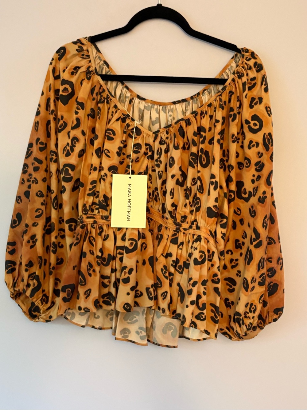 Mara Hoffman Amber Leopard-Print Peasant Blouse